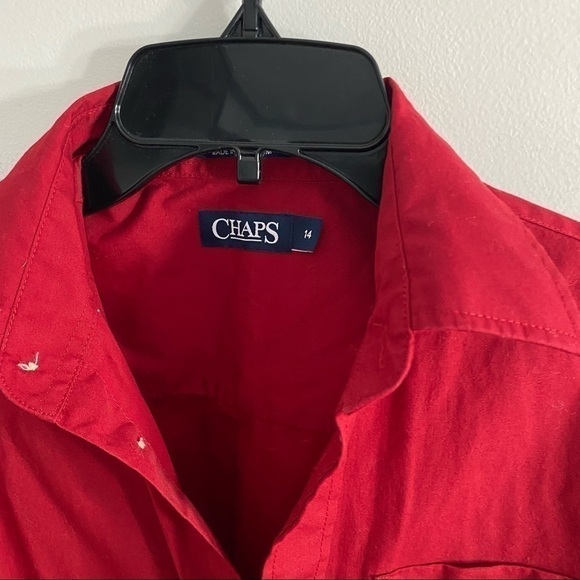 Chaps Red Button Down Shirt Kids Sz 14 - Picture 3 of 5